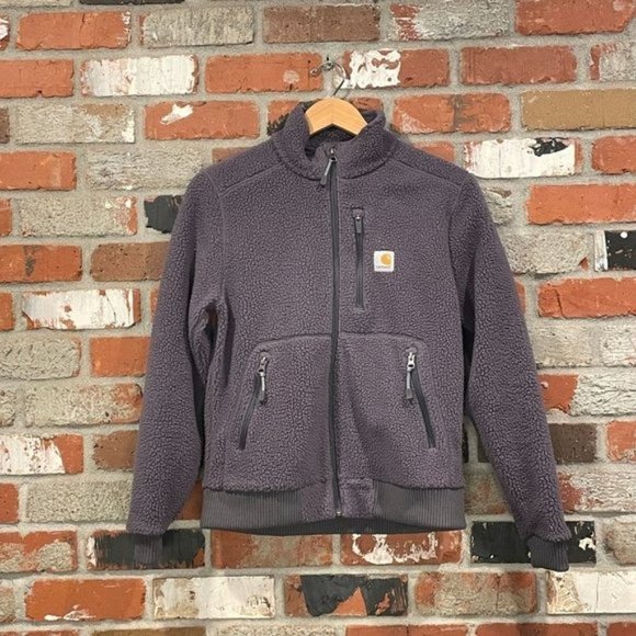 Carhartt Women's High Pile Fleece Jacket XS Gray Full Zip Long Sleeve Collared - Picture 2 of 4